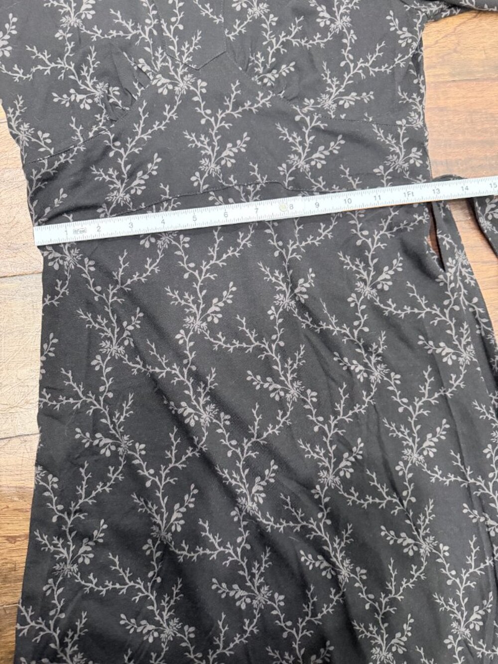 Y2K Eddie Bauer Petite XS Tencel Wool Botanical Wrap Midi Dress Dark Academia - Picture 9 of 14